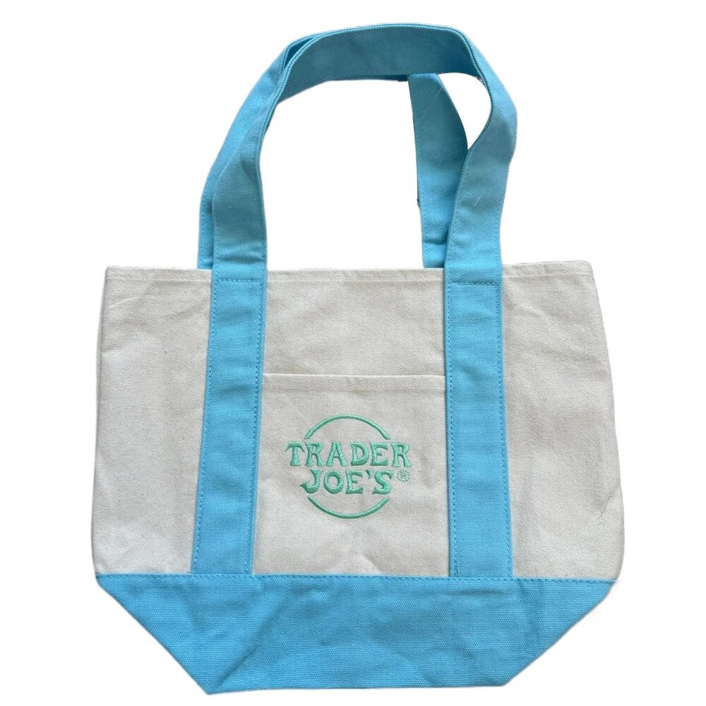 Trader Joe's Mini Pastel Blue Canvas Tote Bag, Baby Blue TJ's Mini Bag